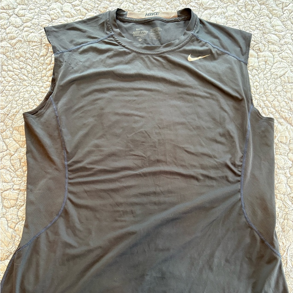 Nike Pro Combat Black Athletic Tank with Contrast Patch